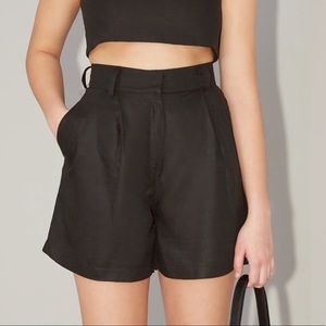 Uncle Studios Black Linen Shorts